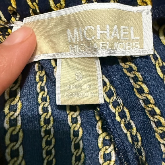 MICHAEL KORS CHAIN LINK MIDNIGHT BLUE ELASTIC WAIST CASUAL PANTS - Picture 2 of 4